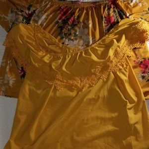 FINAL PRICE DROP Ragdoll yellow off shoulder tops, both included 2FOR1